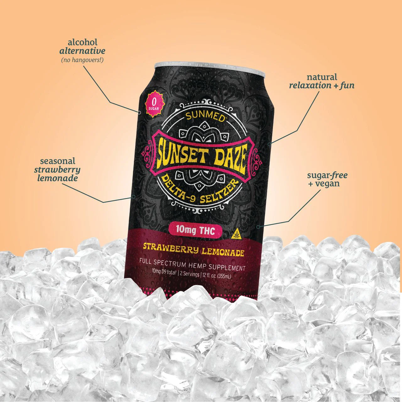 Sunset Daze Delta 9 THC Seltzer Strawberry Lemonade 24-Pack - Image 3